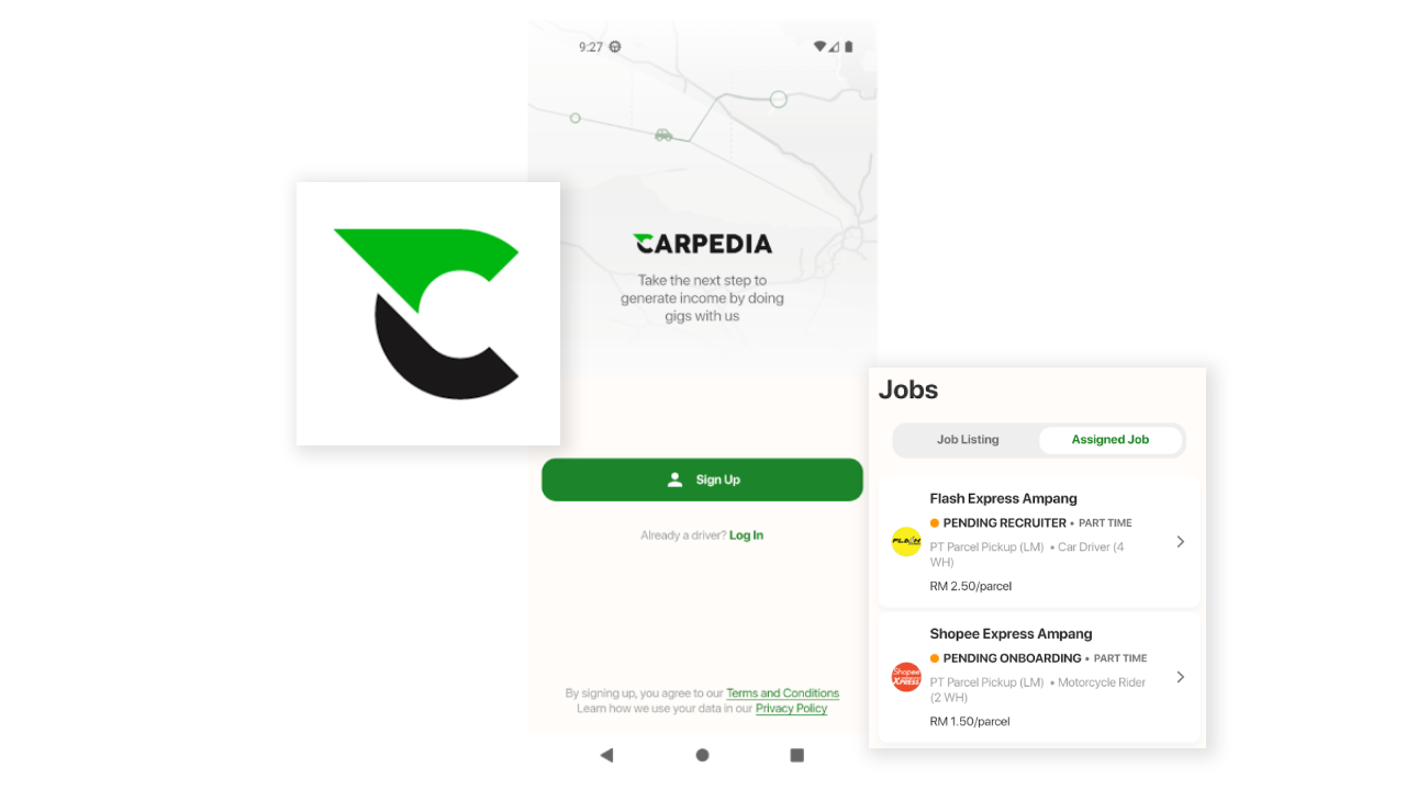 Carpedia app sign-up screen